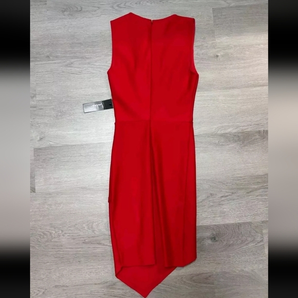 Lulu's Red Sleeveless V Neck Plunge Assymetrical Bodycon Party Formal  Small - Picture 4 of 4